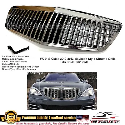 S-Class MayBach Style Grille W221 S550 S63 S450 2010 2011 2012 2013 Chrome GT • $155