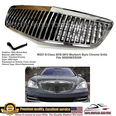 S550 S63 S450 S-Class MayBach Style Grille W221 2010 2011 2012 2013 Chrome GT • $169