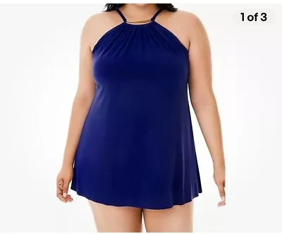 NWT Magicsuit Plus Size Solid Parker One-Piece Swimdress Women's Size 22W Indigo • $65