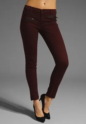 Size 29 J BRAND Burgundy Skinny Stretch Jeans Pants Zoey Lava Cotton Zip Detail • $72.99