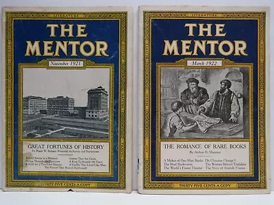 The Mentor Magazine 1921 1922 Great Fortunes History The Romance Of Rare Books • $11.95
