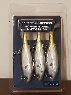 H2O Xpress 4  Pre-Rigged Swim Shad 3-pack - Natural Shad • $6.99