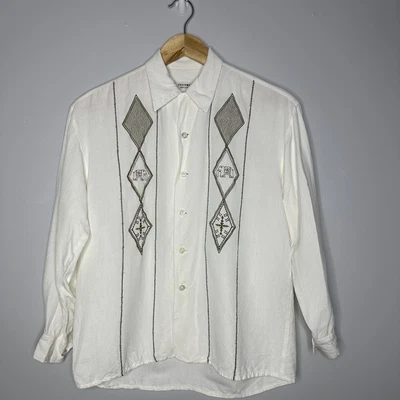 £17.99 • Buy Equipment Light Shirt Blouse Size Small Linen Blend Embroidered Elephants Indian