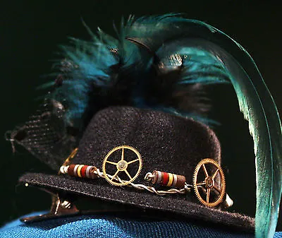 Halloween Costume Hair Clip ~ Pearly Gears Of Resistance ~ Steampunk Mini TopHat • $24.99