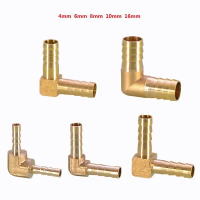 £2.15 • Buy 4mm-16mm Brass Elbow Pipe Fittings Barb Hose Tail End Connector For Air Gas Fuel