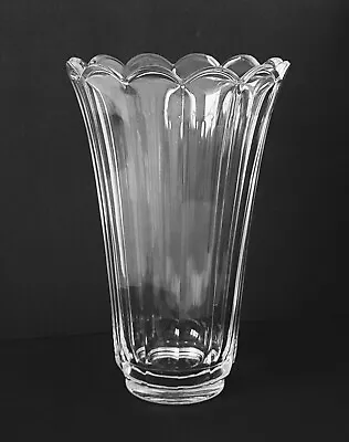 Vintage 1980s SIGNED Val St. Lambert Clear Crystal Glass Vase Belgium 8  • $28.50