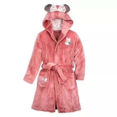 Disney Store Parks Plush Velour Minnie Mouse Women Pink Robe W/ Bow Ears XLXXL • $68.36