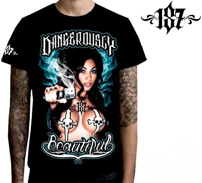 187 Inc Dangerously Beautiful Mens Black T Shirt Tattoo Art Urban Streetwear • $54.95