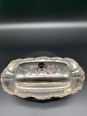 FALSTAFF SILVER PLATE ENGLAND. Vintage Butter Dish With Glass Bowl • £32.33