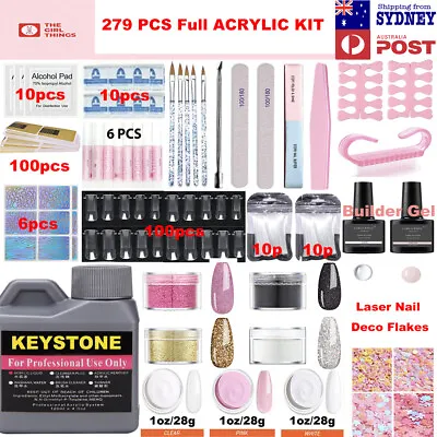 279PCS Full DIY Acrylic Nail Kit Acrylic Powder And Liquid Glitter Manicure Set • $27.95