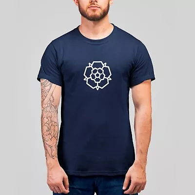 NEW Yorkshire Rose Signature Unisex T-Shirt Black & Navy • £14.95