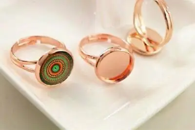£1.50 • Buy 5 X Rose Gold  Cabochon Adjustable Blank ,cameo Ring Settings Fits 10mm Dome