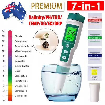 Digital PH Meter TDS EC Salinity Temperature Hydroponics Water Quality Test Pen • $32.85