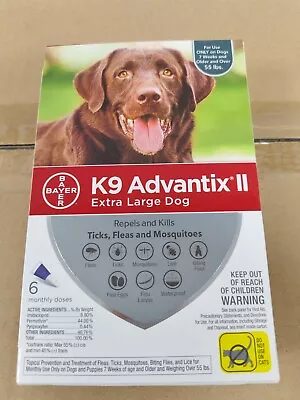 K9 Advantix II FleaTick&Mosquito Treatment&Prevention | Dogs Over 5 Lbs6 Pack • $43.98