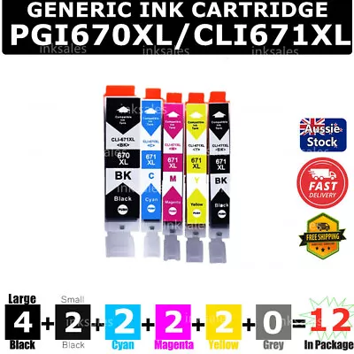 12x Generic Ink PGI-670XL CLI-671XL For Canon PIXMA MG5765 MG5766 MG6860 TS5060 • $18.10