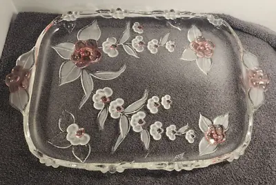 Vintage Mikasa Tosk Blossom Time  Crystal Glass Platter 16.5  Rectangle • $21