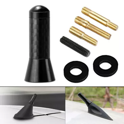 3.5cm Black Carbon Fiber Stubby Short Car Aerial Ariel Antenna Screw Universal • £4.14