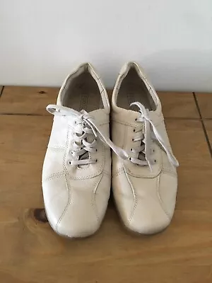 M&S Footglove Size 6 Cream Lace Up Trainer Shoes Soft Comfortable Casual • £12.99