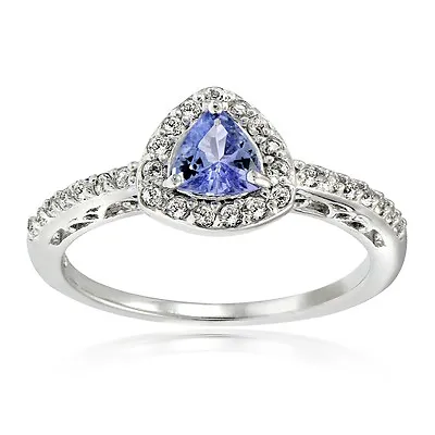 Sterling Silver 0.65 TGW Tanzanite & White Topaz Trillion-Cut Ring • £28.92