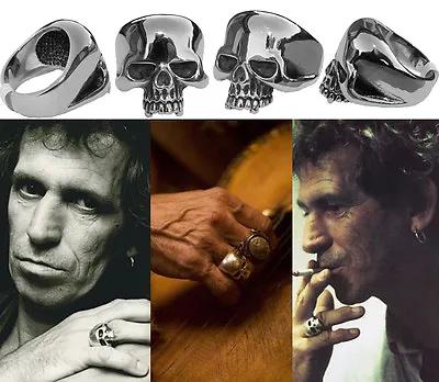 Keith Richards Style Skull Ring. Keef Rolling Stones Accessory. Surgical Steel. • £6.95