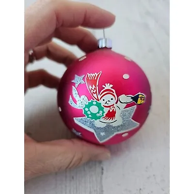 Vintage Shiny Bright Radko Snowman Pink Ball Star Ornament Xmas Tree • $20.23