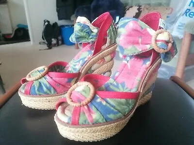 Ladies Colourful Miss L Fire Wedge Summer Sandals Size EU 36 UK 3 - Used Once • £39.99