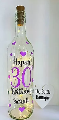 Personalised Birthday Gift For Her Light Up Bottle 13th 16th 18th 21st 30th 40th • £11.95