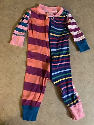 Hanna Andersson Pajamas Pink Rainbow Striped One-Piece Sleeper 6-9 Month 60cm • $9.99