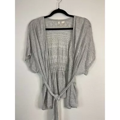 MOTH Anthropologie Women's Small Grey Short Sleeve Tie Front Knit Cardigan • $17.95