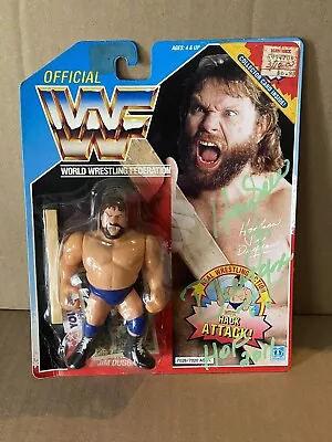 WWF Hasbro Hacksaw Jim Duggan Blue Card MOC AUTOGRAPH • $199.99