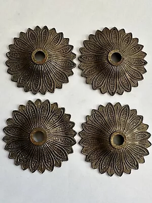 Four Vintage Bobeche Chandelier Lamp Parts Brass Flower Pattern Spanish 2 7/8” • $18.25