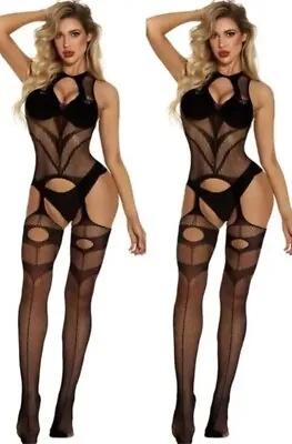 Womens Luxury Open Crotch Body Stocking Erotic Valentine Lingerie 8-14uk • £11.19