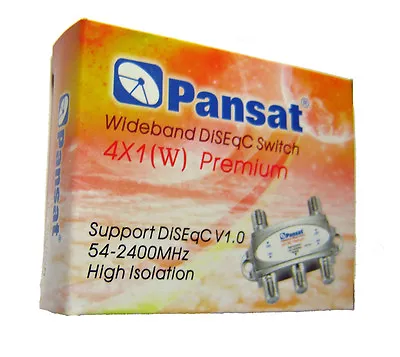 PANSAT 4X1 DiSEqC SWITCH SATELLITE MULTI-SWITCH PREMIUM WIDEBAND C/Ku Band • $6.25