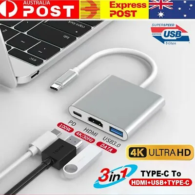 Type C To USB-C HDMI USB 3.0 Adapter Converter Cable 3 In 1 Hub For MacBook Pro • $9.99