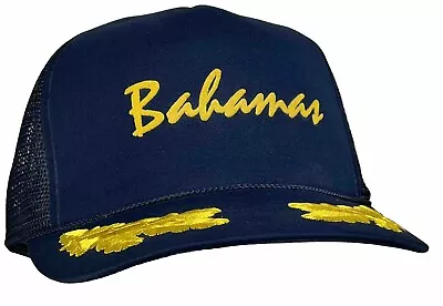 VTG Captain Hat Cap Snap Back Blue Mesh Gold Leaf Patch Scrambled Eggs Trucker • $16.47