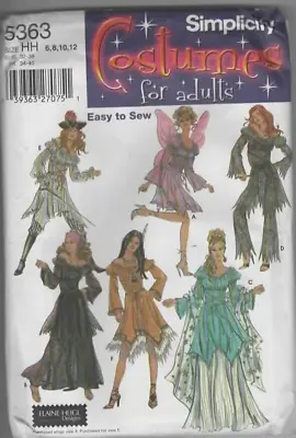 Uncut Sewing Pattern Adults Costume Ladies Fairy Pirate Gypsy Fantasy Size 6-12 • $8.25
