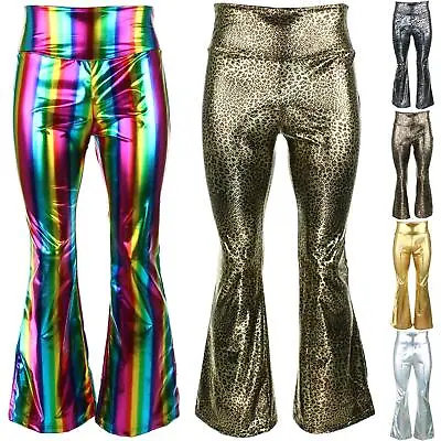 £17.90 • Buy Shiny Metallic Flares Trousers Firefly Pants Party Dressing Up Foil Sparkly