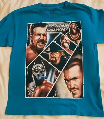 WWE Smackdown T Shirt Boys L Youth Turquoise Undertaker Kids • £10.29