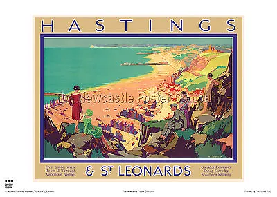 £19.99 • Buy Hastings Sussex Retro Vintage Holiday Railway Travel Poster Advertising Art 