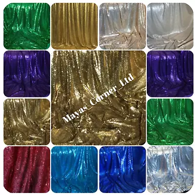 £0.99 • Buy Sparkly Sequin Fabric Bridal Wedding Costume Strech Backdrop Tulle Net 58  Wide 