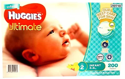 $84.99 • Buy New Range Huggies Ultimate Nappies Infant 200 Disposable  Baby Boy Girl Nappy 