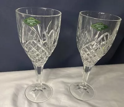 DUBLIN Shannon Crystal By Godinger 9 Oz Wine/Water Goblets Glasses Set Of 2 • $20