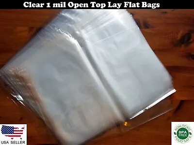 1 Mil Clear Lay Flat Open Top Poly Bags Plastic Baggie Packing Shipping FDA LDPE • $8.99