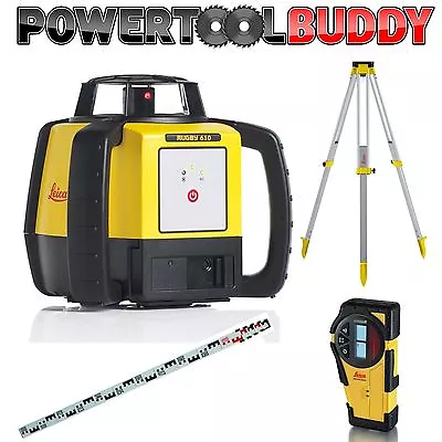 Leica Rugby 610 Outdoor Laser Level 812618 Kit Alkaline With Tripod & Staff B50 • £675