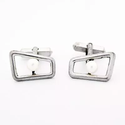 Sterling Silver Estate Mikimoto Pearl Cufflinks • $143.99