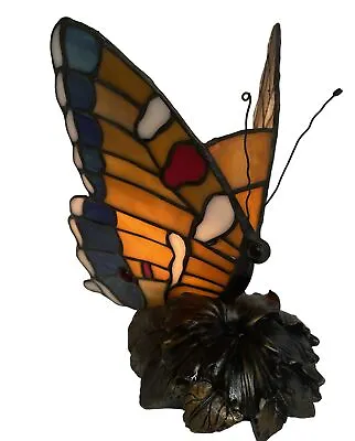 Vintage Tiffany Style Stained Glass Butterfly Table Lamp Night Light 9  Tall • $69.99