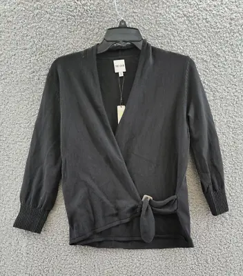 NIC+ZOE Vital Wrap Sweater Women's XS Black Onyx V-neck Long Sleeve Pullover • $54.38