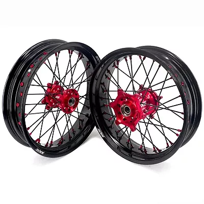 KKE 3.5/4.25 Supermoto Motard Wheels Rims For BETA RR 2013-2022 Red Hubs Custom • $759