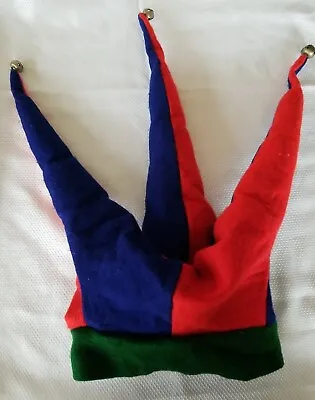 Vtg 80s J Hats Jester Hat USA Made Disney Rare Red/Blue Cotton Joker Bell Tip  • $25