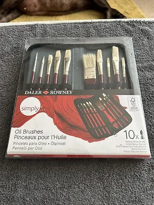 Daler Rowney Artist Brush Zip Up Case & 10 Paint Brushes Oil Acrylic Watercolour • £10